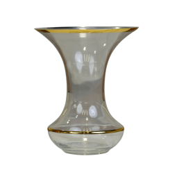 فازة (مزهرية) زجاجية شفافة بحواف ذهبية