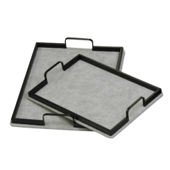 طقم صواني تقديم مخمل رمادي فاتح(قطعتين)