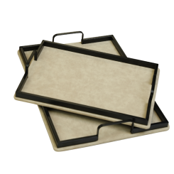 طقم صواني تقديم مخمل بيج (قطعتين)