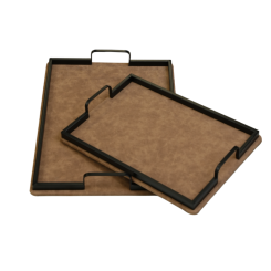 طقم صواني تقديم مخمل بني (قطعتين)