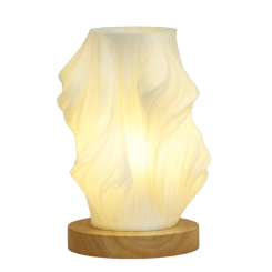 أباجورة طاولة "سيرين" بتصميم موجي وقاعدة خشبية