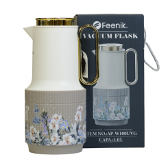 دلة لحفظ السوائل - تصميم فاخر بنقوش زهرية (1 لتر) متوفرة بلونين