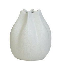 مزهرية سيراميك عصرية بتصميم "اللوتس" - أبيض مطفي