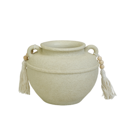 فازة رخام كلاسيكية بمقابض وزينة خشبية