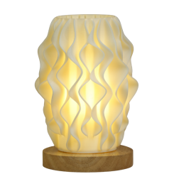 مصباح طاولة بتصميم مموج وقاعدة خشبية