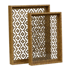 طقم صواني تقديم خشبية (قطعتين)